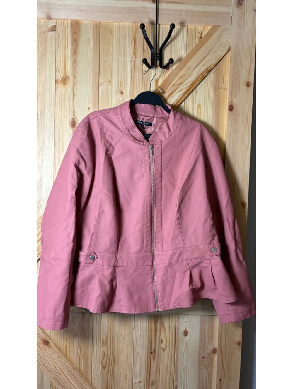 Baccini Women's Pink Faux Leather Jacket Size 3X